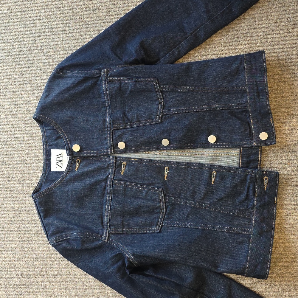 Zara Collection Blogger Fave Fitted Denim Blazer/Jacket Size Medium - Picture 9 of 12